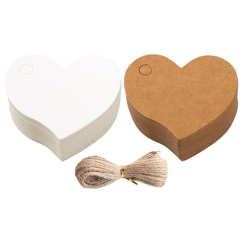 Kraft Hang Tag - 200Pcs Mini Heart Paper Tags Kraft