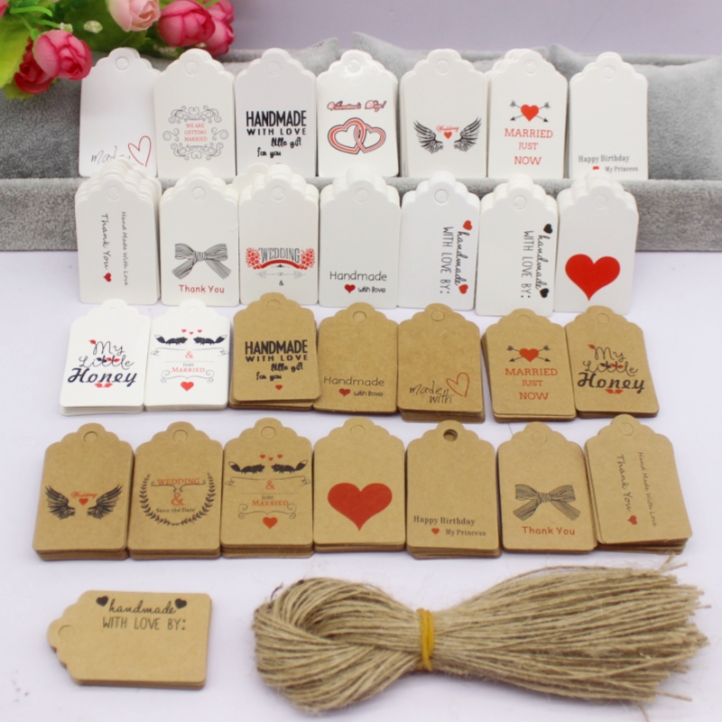 100pcs+100string 3x5cm white/k - Kraft Hang Tag review and price