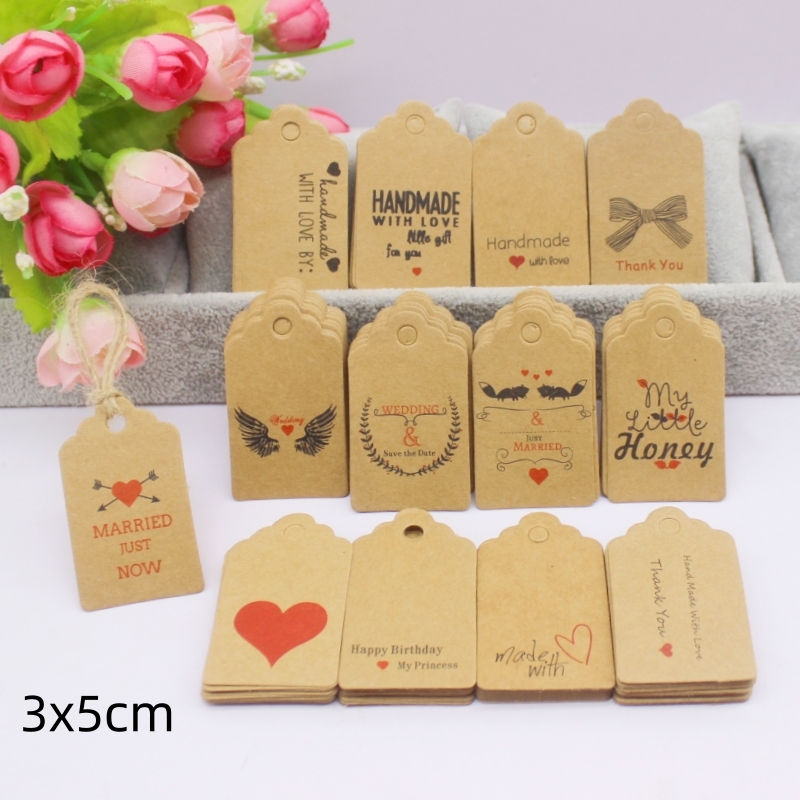 100pcs+100string 3x5cm white/k - Kraft Hang Tag review and price